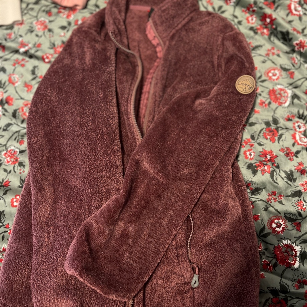 purple fuzzy jacket